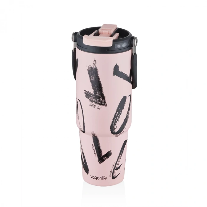 VAGONLİFE STAİNLESS STEEL TUMBLER PİPETLİ / PİPETSİZ KULLANIM  ÇELİK MATARA VGN8137 CREAM 900ML