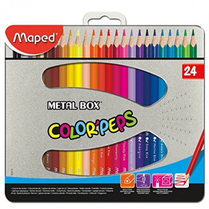 MAPED 832016  COLOR PEPS KURU BOYA KALEMİ METAL KUTU 24 RENK