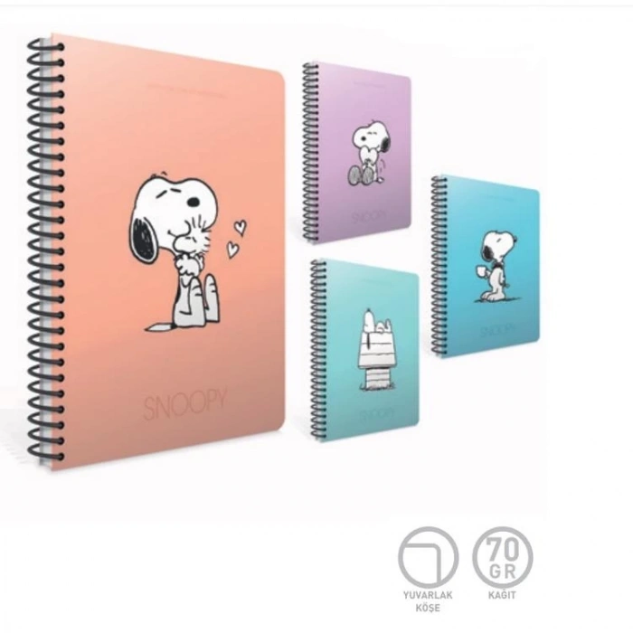 GIPTA SNOOPY 17X24 SPİRALLİ PP KAPAK 80YP. ÇİZGİLİ DEFTER