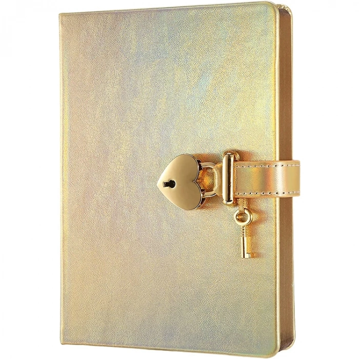 VICTORIAS JOURNALS 1194 13x18cm 80gr. 160YP KALP KİLİTLİ ÇİZGİLİ DEFTER IRIDESCENT GOLD
