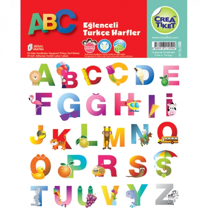 CREA EĞİTİM ETİKETİ - EĞLENCELİ TÜRKÇE HARFLER 1050