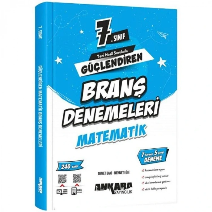 ANKARA YAYINLARI 7.SINIF GÜÇLENDİREN MATEMATİK BRANŞ DENEMELERİ
