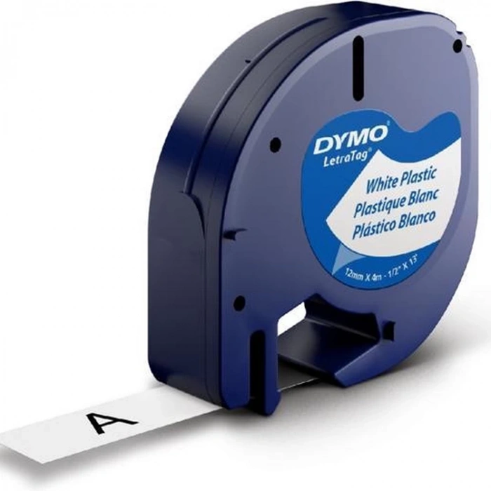 DYMO ŞERİT LETRA TAG PLASTİK ŞERİT BEYAZ 12MMX4M S0721660 59422