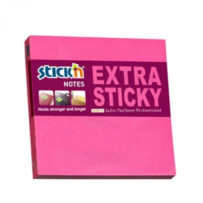 GIPTA STICKN 76X76 NEON PEMBE EXTRA YAPIŞKANLI NOTLUK 90 YP.