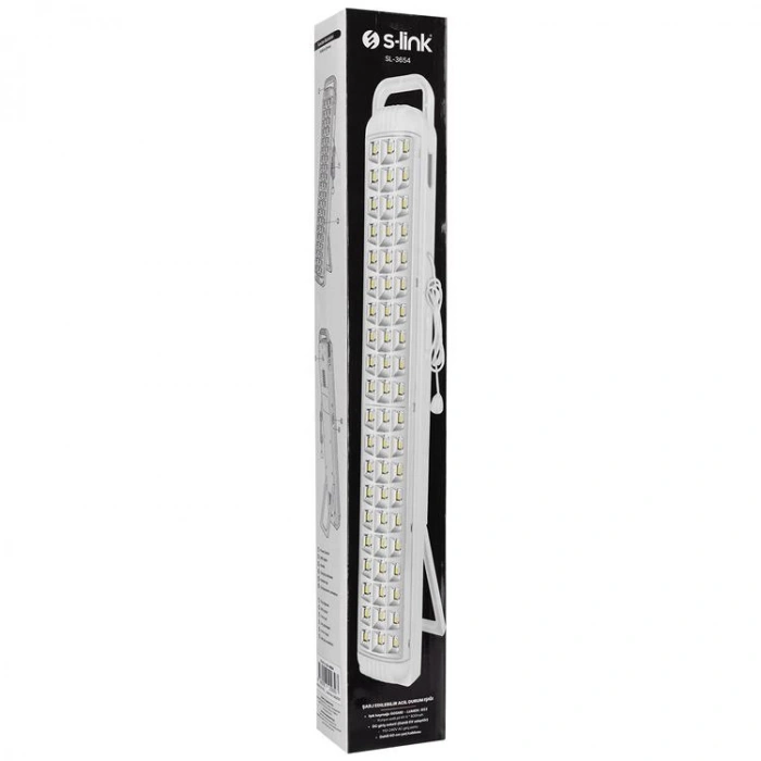 S-LİNK SL-3654 BEYAZ 4V 750mAhx4 ŞARJLI 60 SMD LEDLİ IŞILDAK