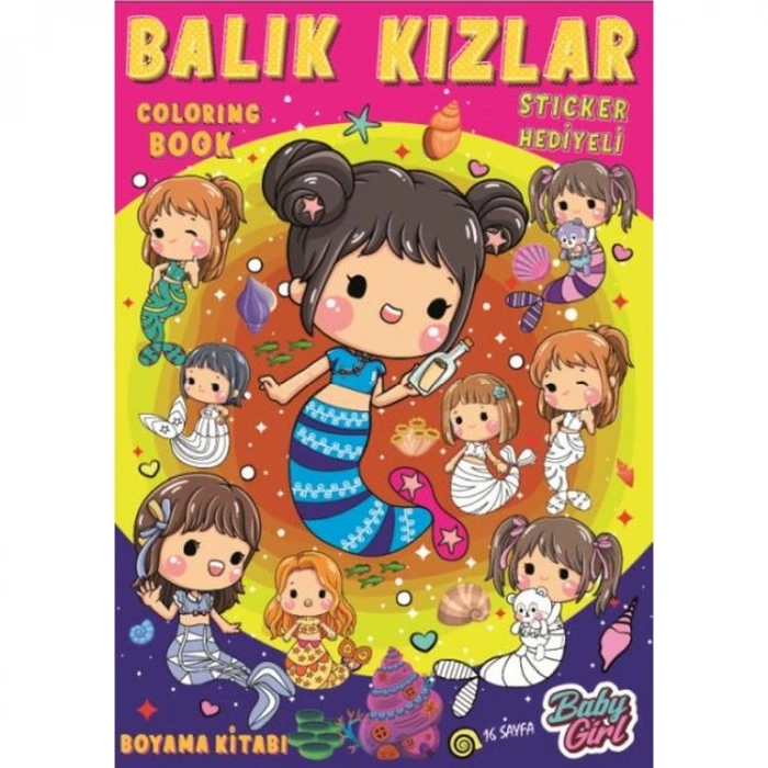LAMA TOYS POPSTICKER BALIK KIZLAR STICKERLI BOYAMA KİTABI