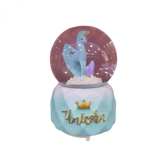 CEREN HDY0182 ORTA BOY HEDİYELİK MÜZİKLİ IŞIKLI KAR ATAN KAR KÜRESİ (PİLLİ) UNICORN