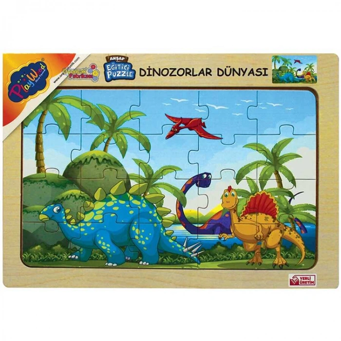 ONYIL 179/180/181/182 AHŞAP EĞİTİCİ PUZZLE/YAPBOZ DİNOZORLAR DÜNYASI 20 PARÇA