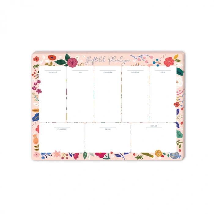 KESKİN 43730-2 17X24 HAFTALIK PLANNER BLOK PEMBE ÇİÇEK