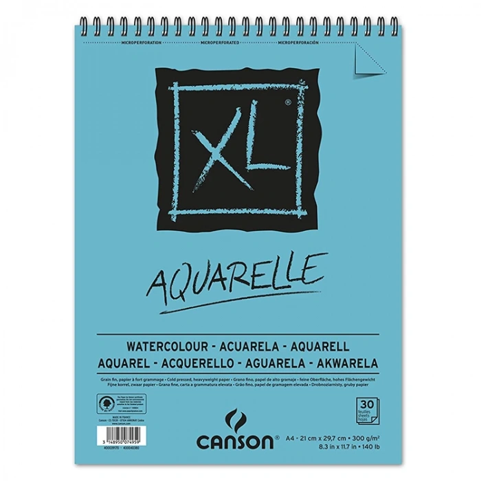 CANSON AQUARELLE XL ÜSTTEN SPİRALLİ A4 21X29.7 300 GR SULUBOYA DEFTERİ 30 SYF.