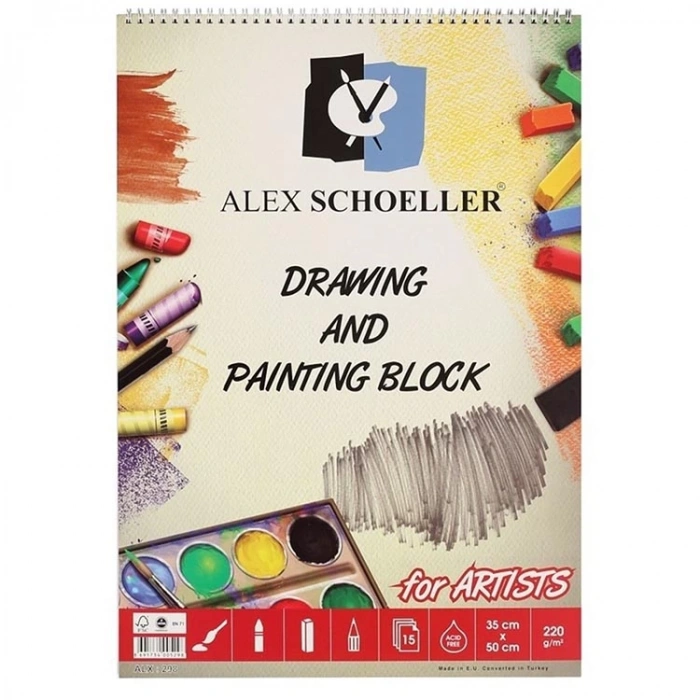 ALEX SCHOELLER DRAWING & PAINTING SPİRALLİ RESİM DEFTERİ 35x50 220g 15 YP.