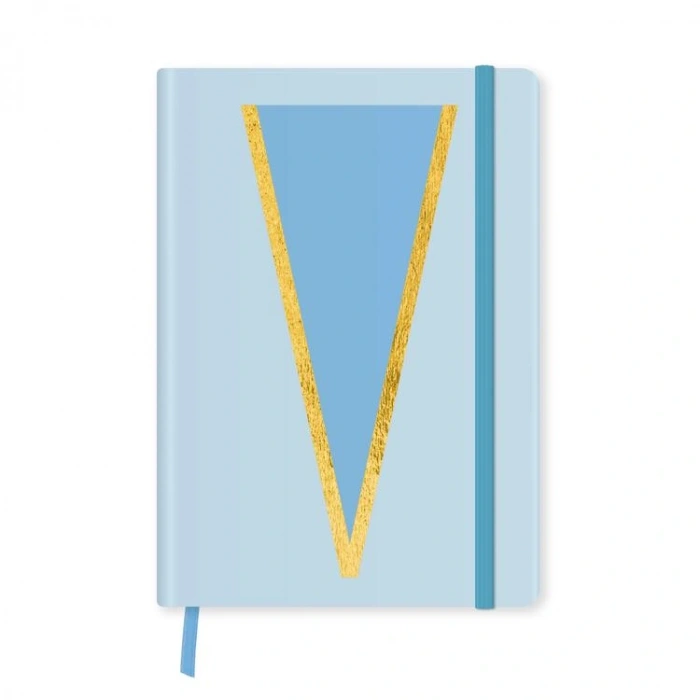 DEFFTER FABOOKS MONOGRAM HARF BASKILI LASTİKLİ SERT KAPAK ÇİZGİLİ DEFTER 168 SYF - V