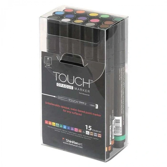 TOUCH OPAQUE SU BAZLI MARKER KALEM 0.8-1.3mm - FINE PACK 15 RENK -SH8615003-2003