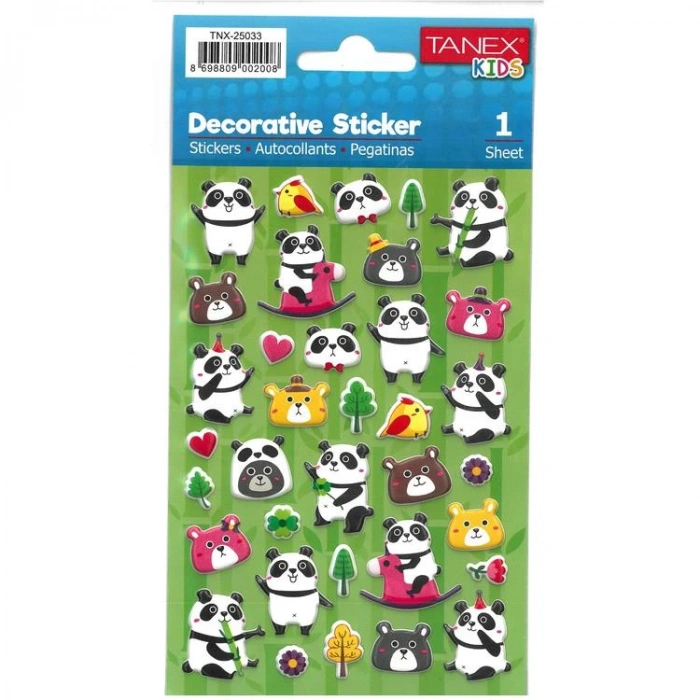 TANEX KIDS TNX-25033 DEKOTARİF ETİKETLER - PANDA SERİSİ- 1 ADET
