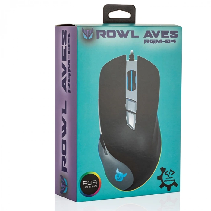 ROWL AVES RGM-04 7200DPI RGB AYDINLATMALI GAMİNG OYUNCU MOUSE SİYAH