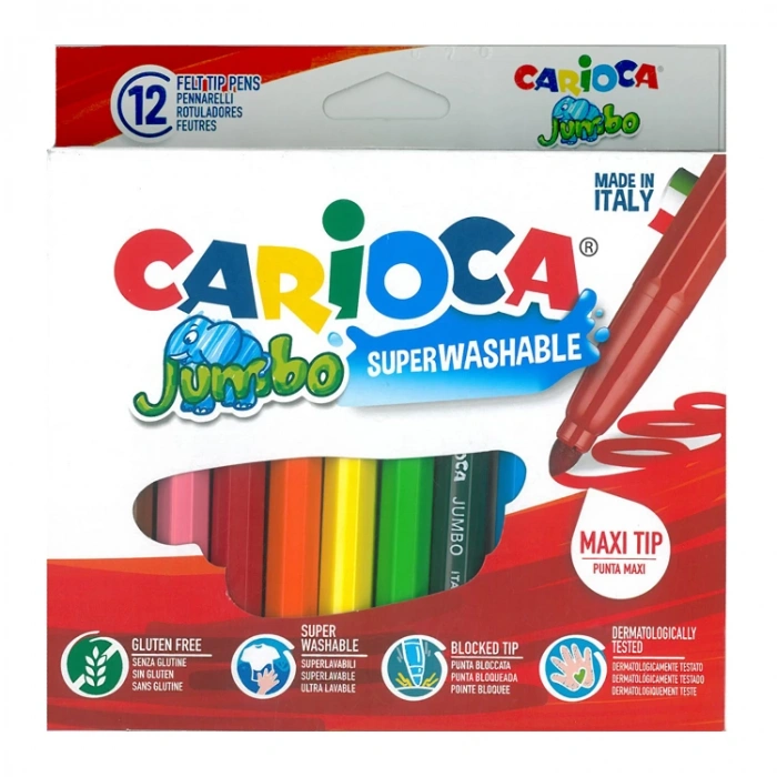 CARIOCA 40569 JUMBO YIKANABİLİR KEÇELİ BOYA KALEMİ 12Lİ