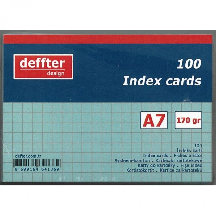 DEFFTER INDEX KARTI A7 MAVİ KARELİ