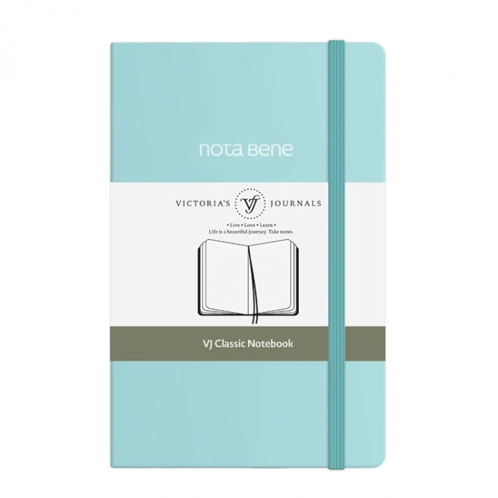 VICTORIAS JOURNALS NOTE BENE 9240 CLASSIC NOTEBOOK ESNEK KAPAK 9x14cm 70gr.400 SYF. ÇİZGİLİ DEFTER TURKUAZ