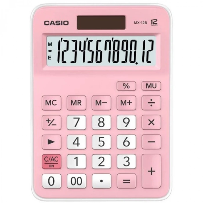 CASIO MX-12B-PK 12 HANE PEMBE MASAÜSTÜ HESAP MAKİNESİ