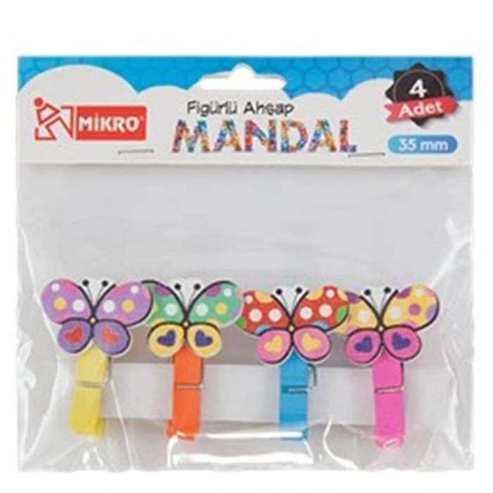 MİKRO FM-24/04  FİGÜRLÜ AHŞAP MANDAL RENKLİ 35mm