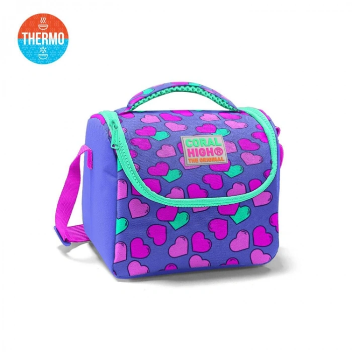 CORAL HIGH 11702 LAVANTA PEMBE KALP DESENLİ THERMO BESLENME ÇANTASI