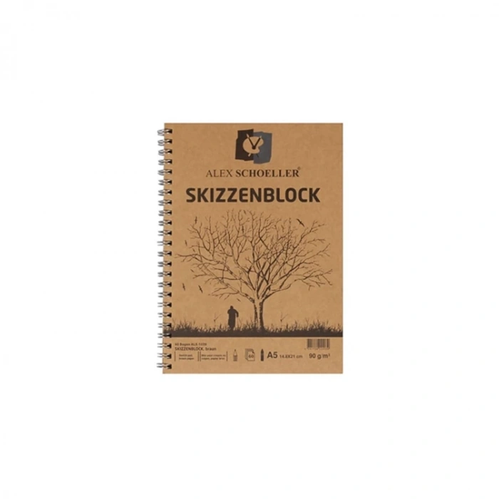 ALEX ALX-7532 A5 KRAFT ESKİZ BLOK DEFTER 90GR.60YP.YAN SPİRALLİ SKIZZENBLOCK