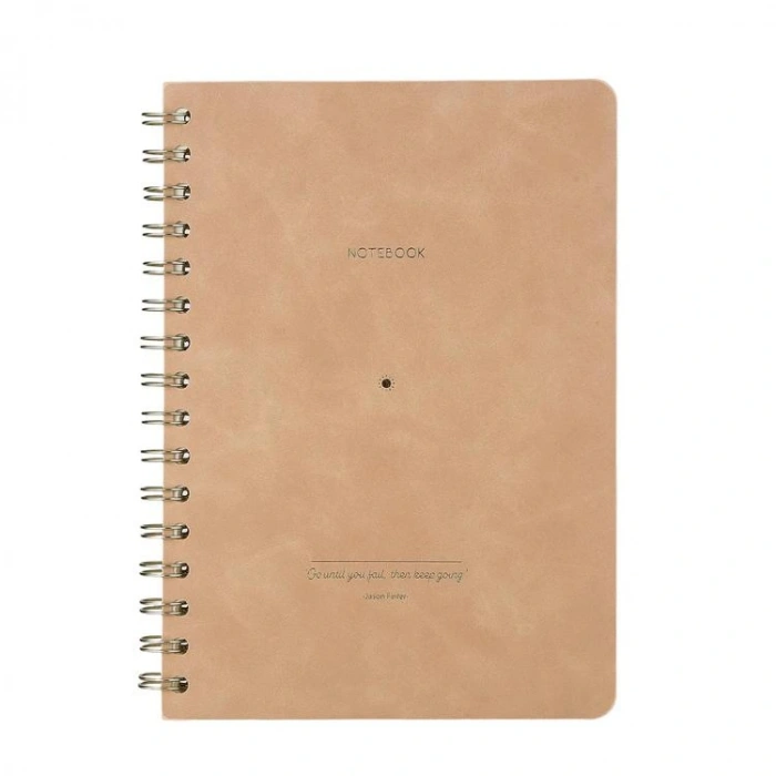 VICTORIAS JOURNALS 1613 VEGAN DERİ ESNEK KAPAK SPİRALLİ A5 100gr.128 SYF. ÇİZGİLİ DEFTER BEJ