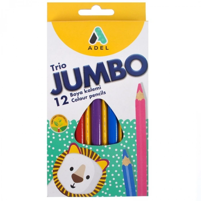 ADELAND JUMBO KURU BOYA KALEMİ ÜÇGEN GÖVDE 12 RENK