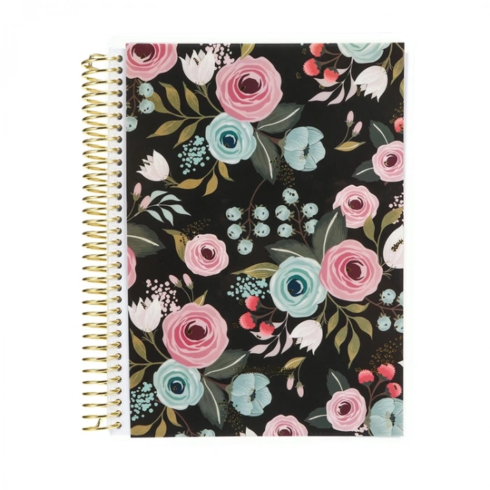 VICTORIAS JOURNALS 5840 SPRING GARDEN BLACK 17x24cm SPİRALLİ PVC KAPAK 120gr.80YP. NOKTALI DEFTER