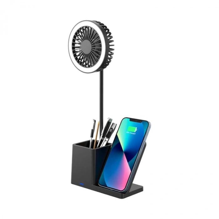 S-LİNK SL-M9055 SİYAH TYPE-C 10W KABLOSUZ ŞARJ CİHAZLI FANLI KALEMLİK