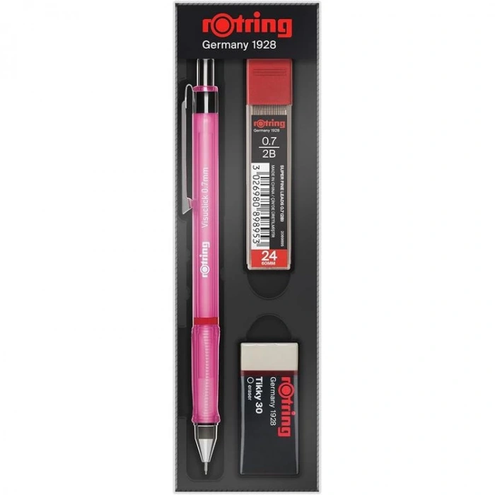 ROTRING VISUCLICK VERSATİL + MİN + SİLGİ 3LÜ OKUL SETİ - 0.7 mm OPAK PEMBE RO-VK07-PEMBEOPAK