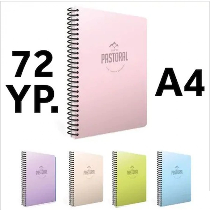 GIPTA PASTORAL SPİRALLİ PP. KAPAK A4  72 YP. KARELİ DEFTER - 3242