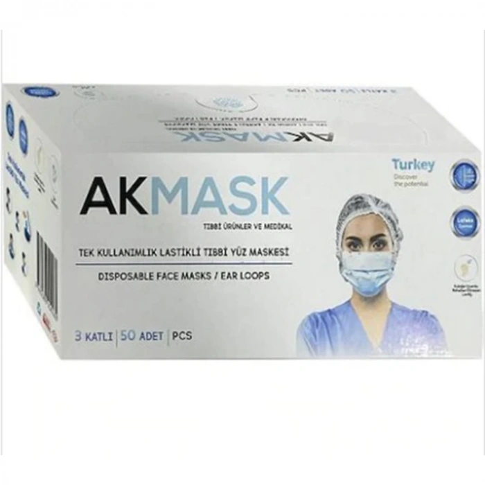 TELLİ YÜZ MASKESİ 3 KATLI 50Lİ