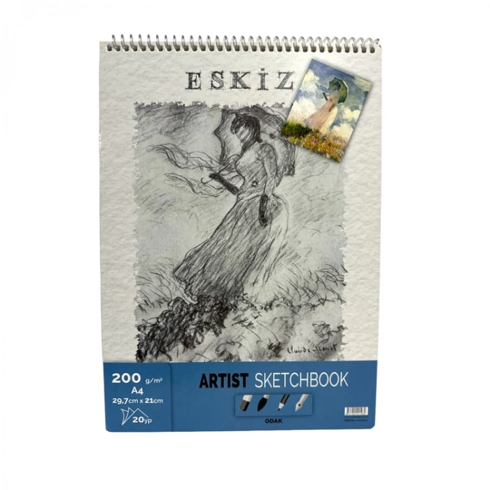 ODAK 777-290 ESKİZ DEFTERİ SPRİALLİ A4 200gr.20yp.