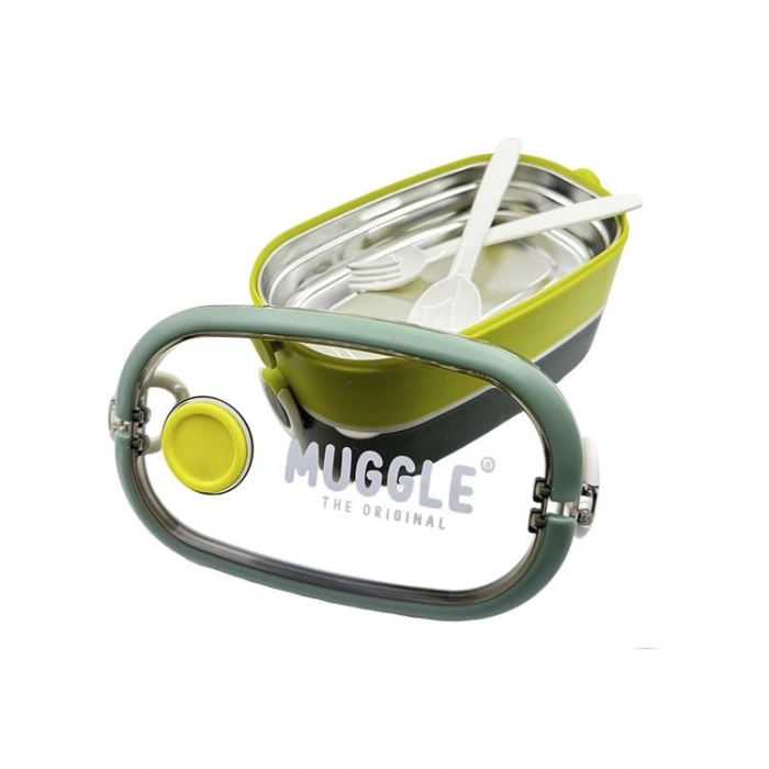 MUGGLE MS-08 304 PASLANMAZ ÇELİK 2 KATLI GENİŞ TEKLİ BÖLMELER 1300 ML BESLENME/ YEMEK KABI