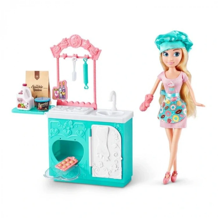 GIOCHI ZURU ZUR4169 PAK02000-100183 SPARKLE GIRLZ 27CM AŞÇI BEBEK 26 PARÇA OYUN SETİ 3+