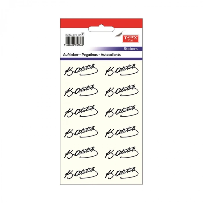 TANEX STC-167 ATATÜRK BÜYÜK İMZA HOLOGRAMLI STICKER 2Lİ