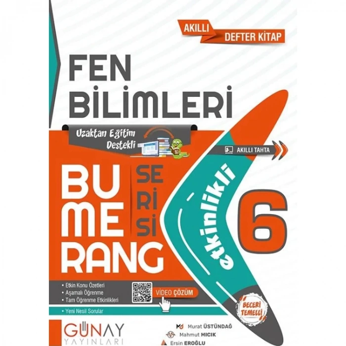 GÜNAY 6. SINIF BUMERANG ETKİNLİKLİ FEN BİLİMLERİ AKILLI DEFTER KİTAP SORU BANKASI - 2024