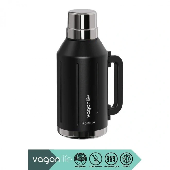 VAGONLİFE HAERS KULPLU PASLANMAZ ÇELİK TERMOS VGN1004 1200 ML CARBON BLACK