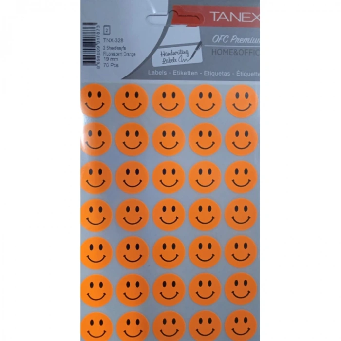 TANEX TNX-328 19mm. FLORASAN TURUNCU GÜLEN YÜZ STICKER 2Lİ