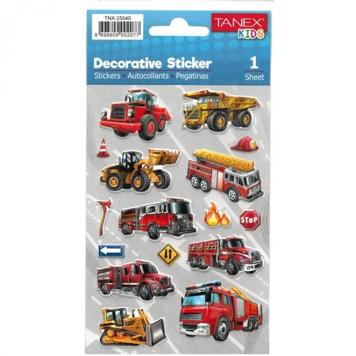 TANEX KIDS TNX-25040 DEKOTARİF ETİKETLER - KAMYON SERİSİ- 1 ADET