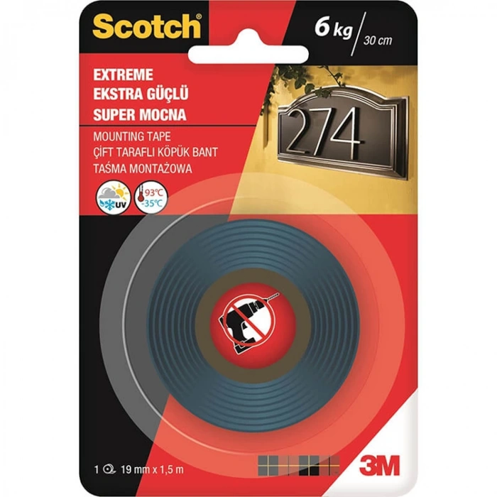 SCOTCH 4002 EXTRA GÜÇLÜ MONTAJ BANTI 19MM x 1.5MT.
