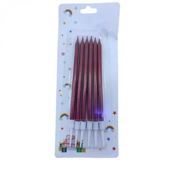 PARTY MARTY NEDİ-LW-03 İNCE UZUN KIRMIZI PASTA MUMUM 11cm 6LI