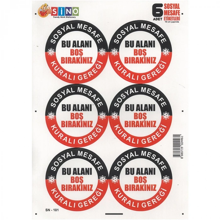 SİNO SN-101 OTURMA DÜZENİ UYARI ETİKETİ 6LI