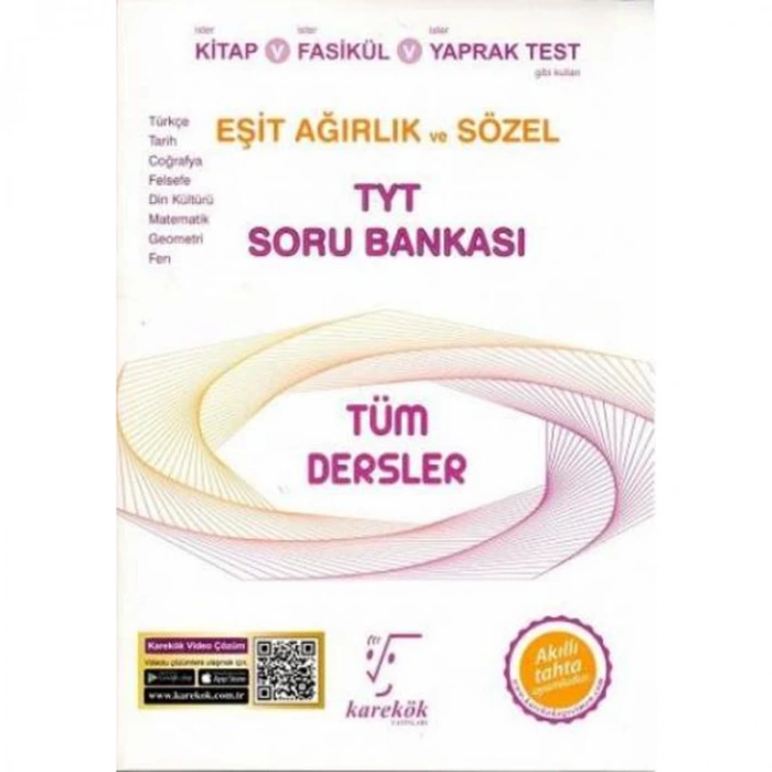 KAREKÖK TYT TÜM DERSLER EŞİT AĞIRLIK VE SÖZEL SORU BANKASI