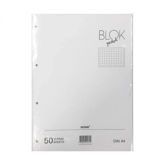 BAYINDIR A4 BEYAZ KOLEJ YEDEĞİ KARELİ 50YP.