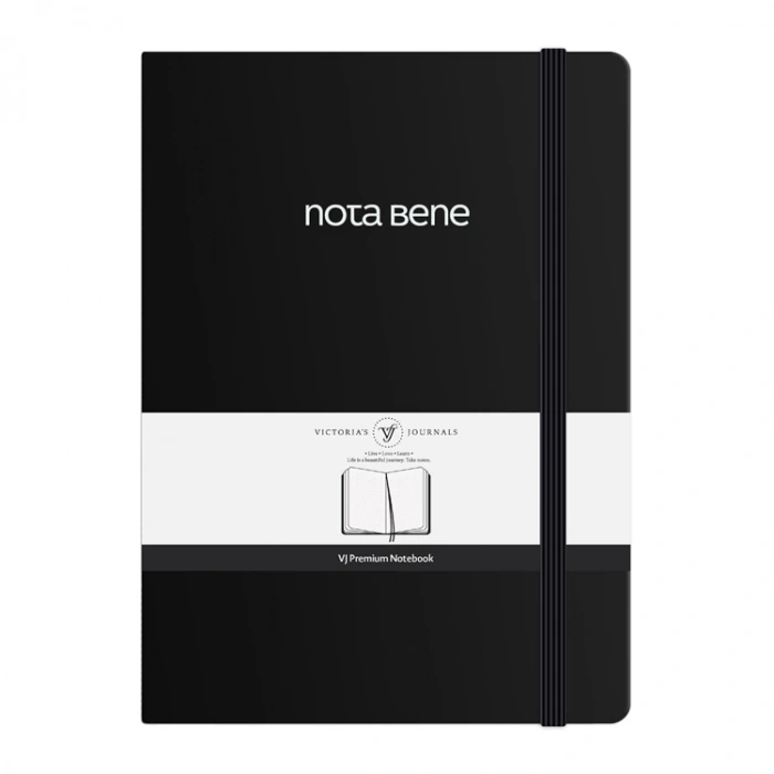 VICTORIAS JOURNALS NOTE BENE 9249 PREMIUM NOTEBOOK SERT KAPAK A5 100gr.192 SYF. ÇİZGİLİ DEFTER SİYAH