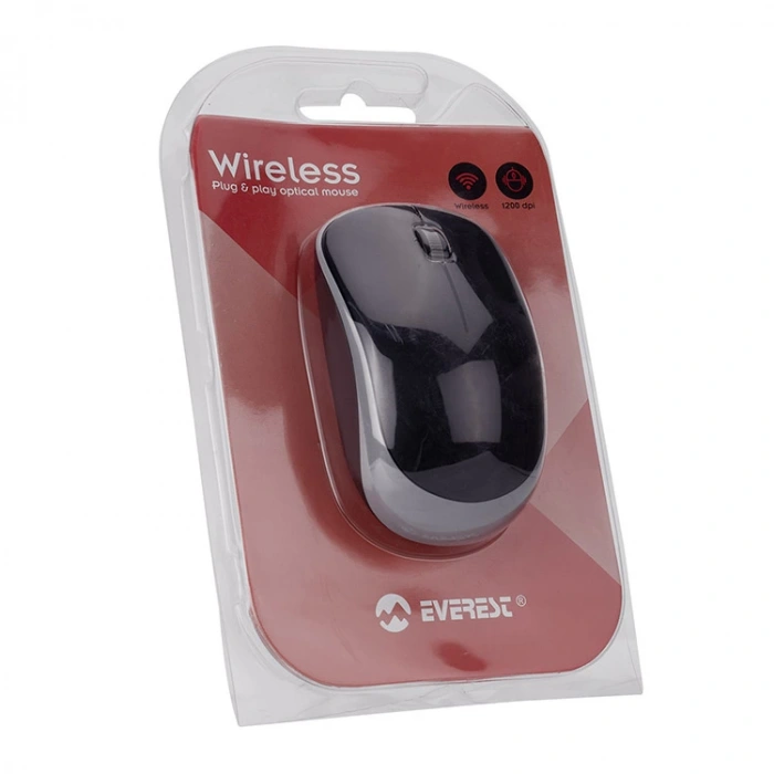 EVEREST SM-833 USB KABLOSUZ OPTİK MOUSE SİYAH/GRİ