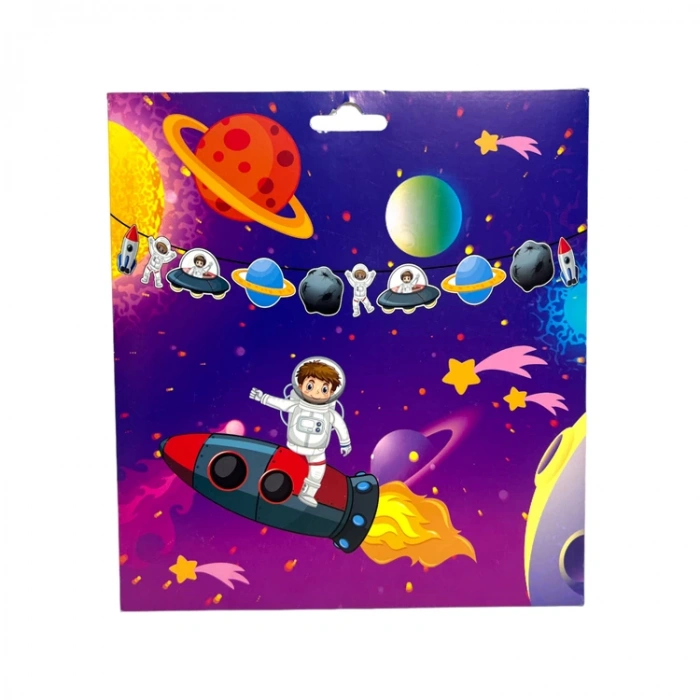 TEKNOPOİNT UZAY VE ASTRONOT FİGÜRLÜ DEKORATİF BANNER SÜS