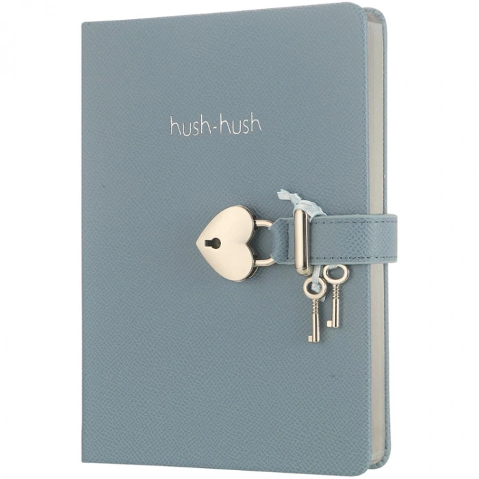 VICTORIAS JOURNALS 3304 HUSH HUSH HEART KİLİTLİ 13x18cm 160YP. ÇİZGİLİ DEFTER PASTEL MAVİ